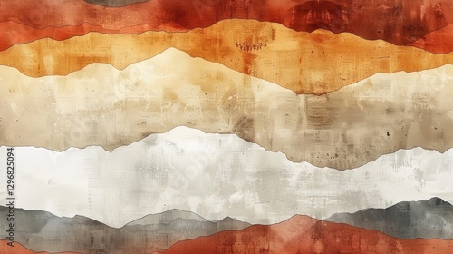 Brown Abstract Watercolor Painting on White Paper Featuring Layered Organic Shapes and Subtle Color Transitions