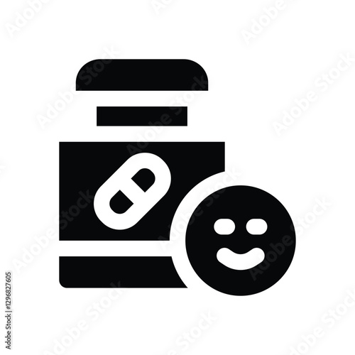 antidepressant glyph icon. Strong and solid vector icon for websites, mobile interfaces, presentations, and visual branding. High quality and easy to edit.