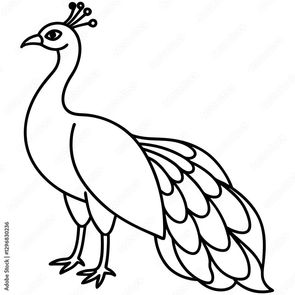 Peacock in One Line Elegant Vector Art Peacock in One Line Elegant Vector Art
