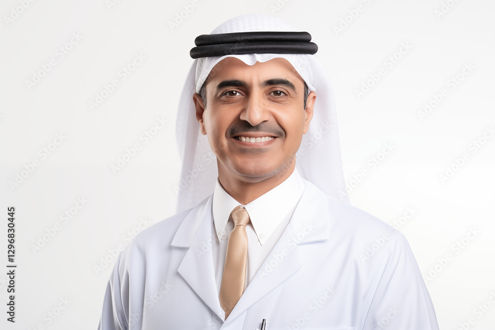 Smiling Arab Doctor in White Coat with Stethoscope – Professional Medical Portrait on White Background, Healthcare Expert, Friendly Physician, Hospital & Clinic Concept
Smiling Arab Doctor in White Coat with Stethoscope – Professional Medical Portrait on White Background, Healthcare Expert, Friendly Physician, Hospital & Clinic Concept