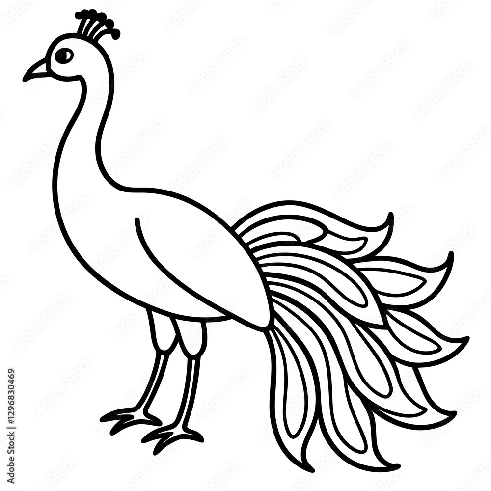 Peacock in One Line Elegant Vector Art Peacock in One Line Elegant Vector Art