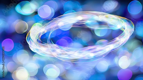 Abstract light trails in bokeh background