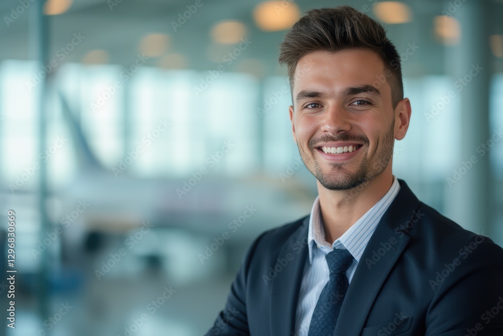 Head and shoulders Portrait of an elegant stylish Tuvaluan young male flight attendant in uniform. Head and shoulders Portrait of an elegant stylish Tuvaluan young male flight attendant in uniform.