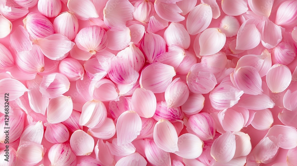 Obraz premium Pink petals scattered, background blurred, spring texture, design