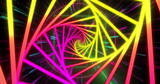Image of neon digital tunnel over shapes moving