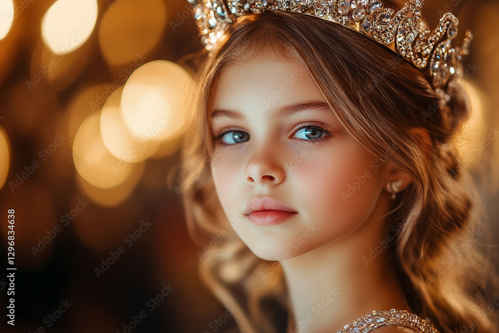 Fototapeta premium Beautiful lady in crown luxury beauty contest made generative AI