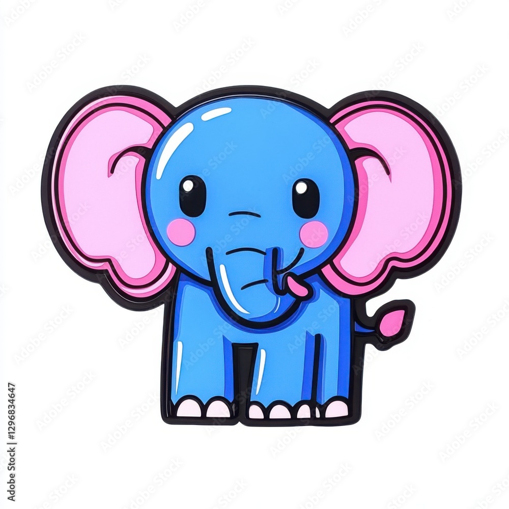 Fototapeta premium Cute Cartoon Elephant Character with Big Ears and Playful Expression Ideal for Children's Themes