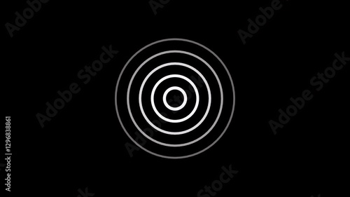 Download this stunning white radio wave radar animation on a black screen, perfect for use in video projects, overlays, or as a background. network tower produced radio wave concept.