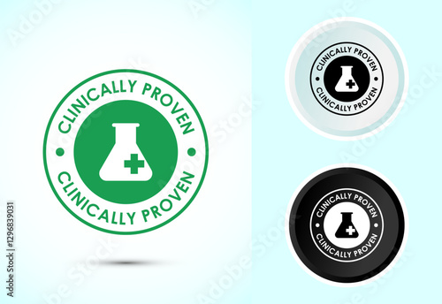 Clinically proven icon design illustration, Clinically tested label badge, Color black and white