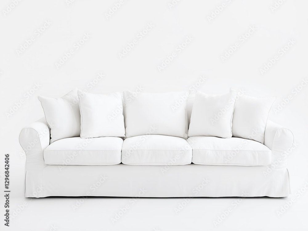 Obraz premium White Linen Sofa with Pillows