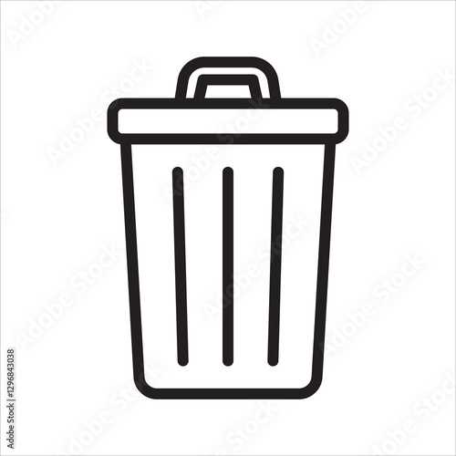trash bin simple line icon