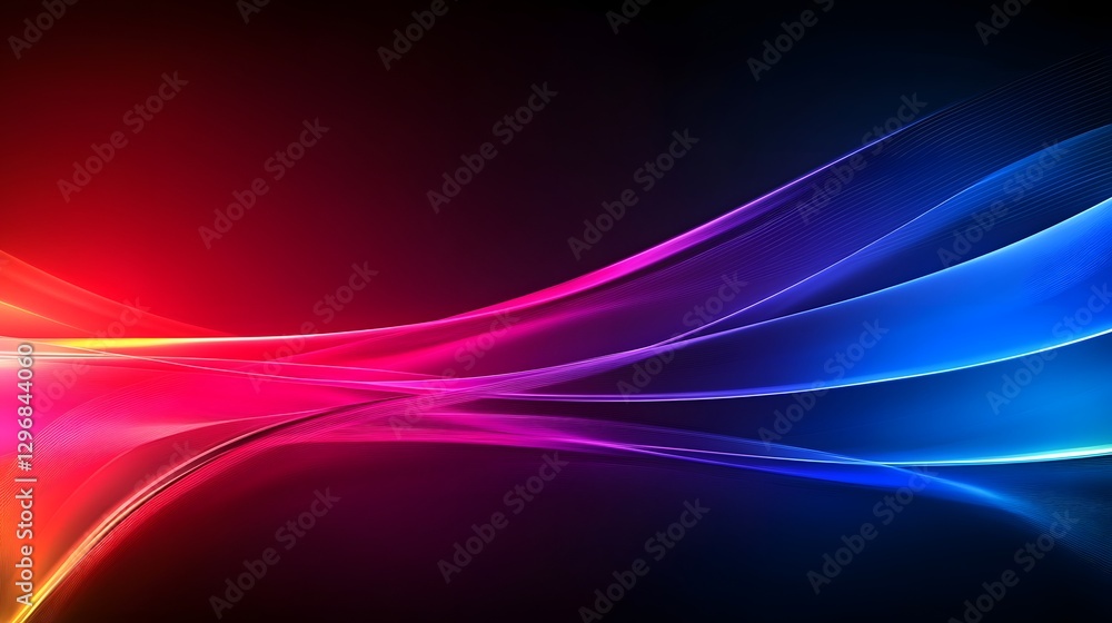 Abstract flowing colorful lines created on a dark background display Abstract flowing colorful lines created on a dark background display