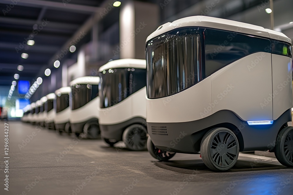 Modern Delivery Robots in a Sleek Indoor Environment