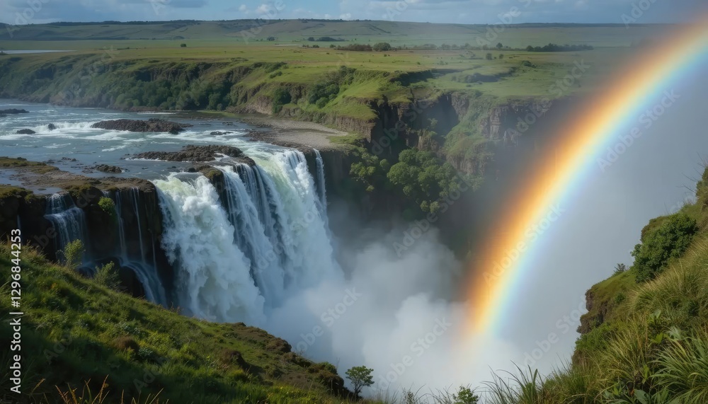 Fototapeta premium rainbow over waterfall