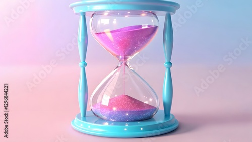 Futuristic 3D Hourglass Vibrant Iridescent Design & Glowing Sand V4