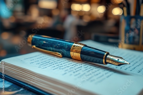 Elegant fountain pen rests on a handwritten journal page