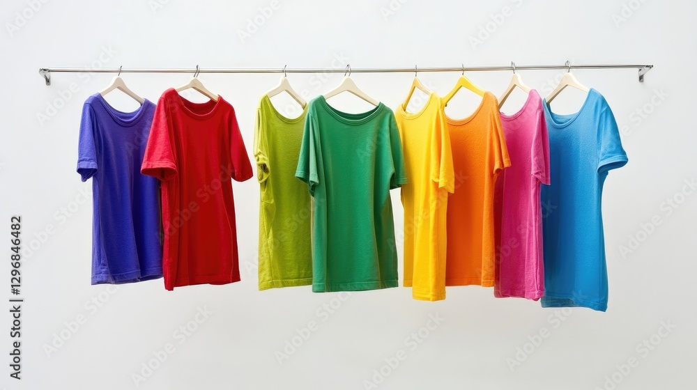 Clothes drying rack with colorful laundry hanging on a white background. Clothes drying rack with colorful laundry hanging on a white background.