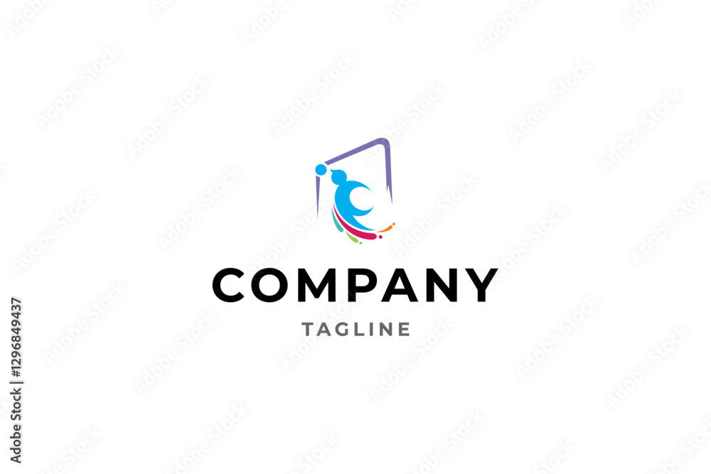 Fototapeta premium abstract football logo with stylized heading the ball in flat design style