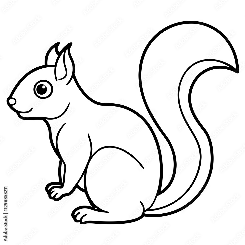 Simple Squirrel Outline Vector Design Simple Squirrel Outline Vector Design