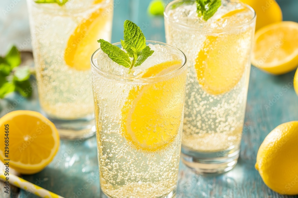Refreshing Sparkling Lemonade with Fresh Mint and Citrus Slices Refreshing Sparkling Lemonade with Fresh Mint and Citrus Slices