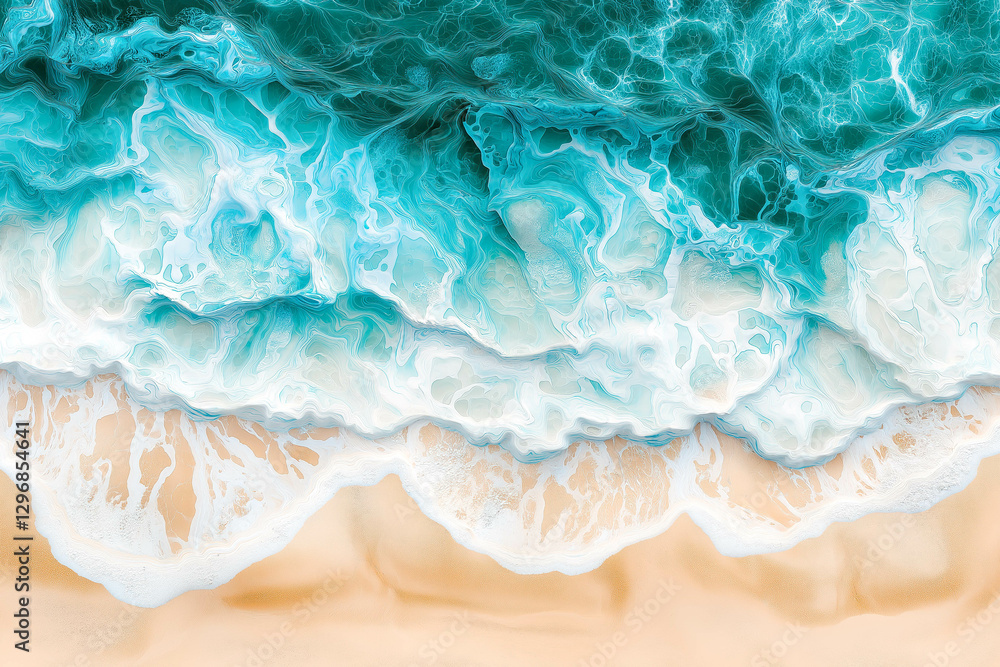 Fototapeta premium beautiful sandy beach and soft blue ocean wave on a sunny day