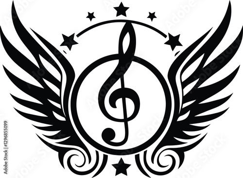 Musical elements icon or logo vector illustration, musical elements style silhouette vector, musical elements line art vector