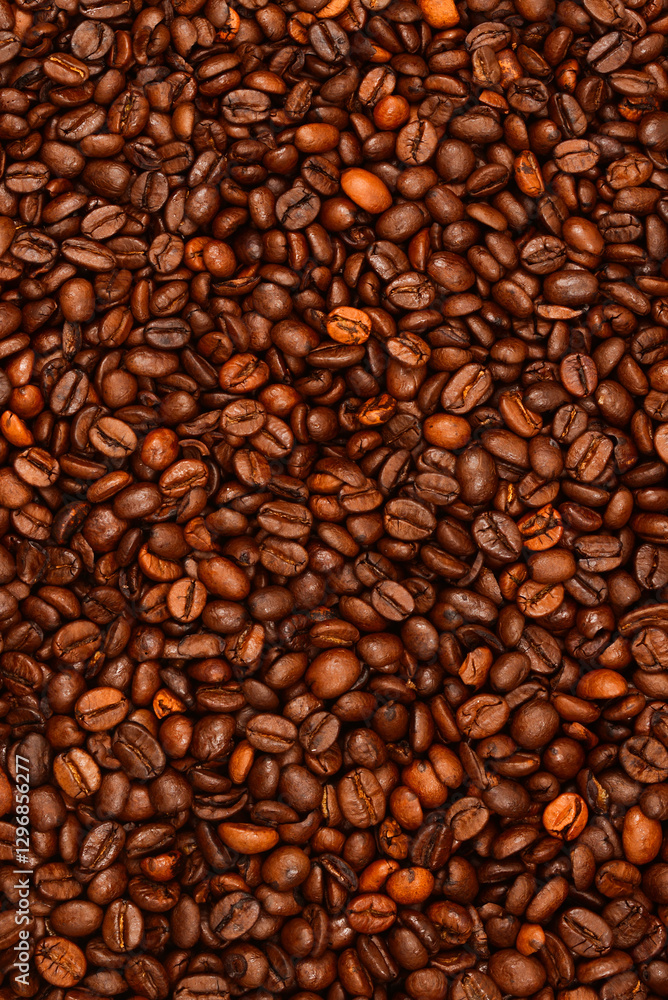 Obraz premium Coffee beans background. Top view. Coffee beans texture.