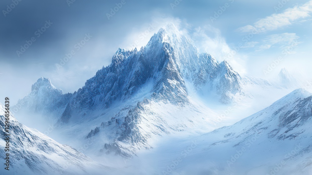Obraz premium Majestic snow covered mountains and the sky above them