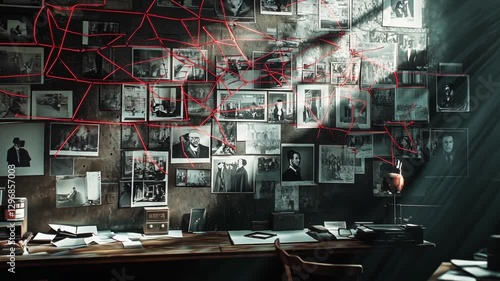 detective's office, investigator, investigation, victims and threads of events