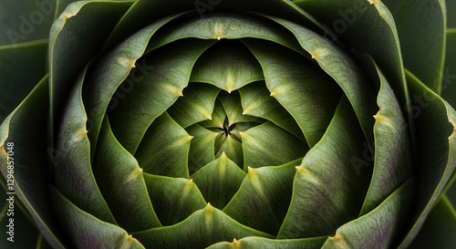 Artichoke Heart Close-up Showing Nature's Geometric Patterns and Green Color