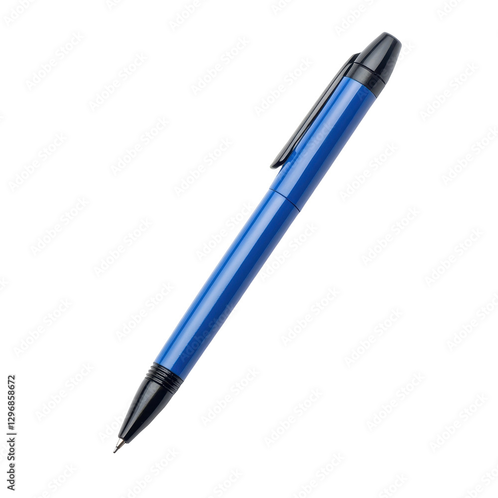 Blue Ink Pen with Cap Centered on White Background for Stock Image Blue Ink Pen with Cap Centered on White Background for Stock Image