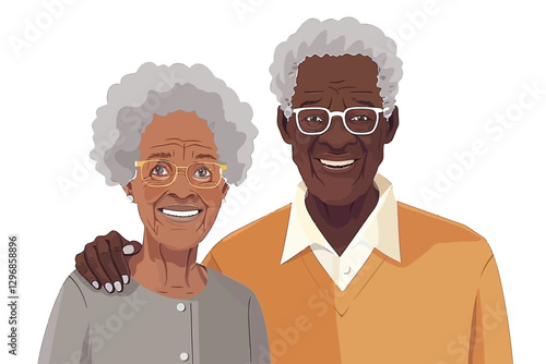 happy black elderly couple isolated