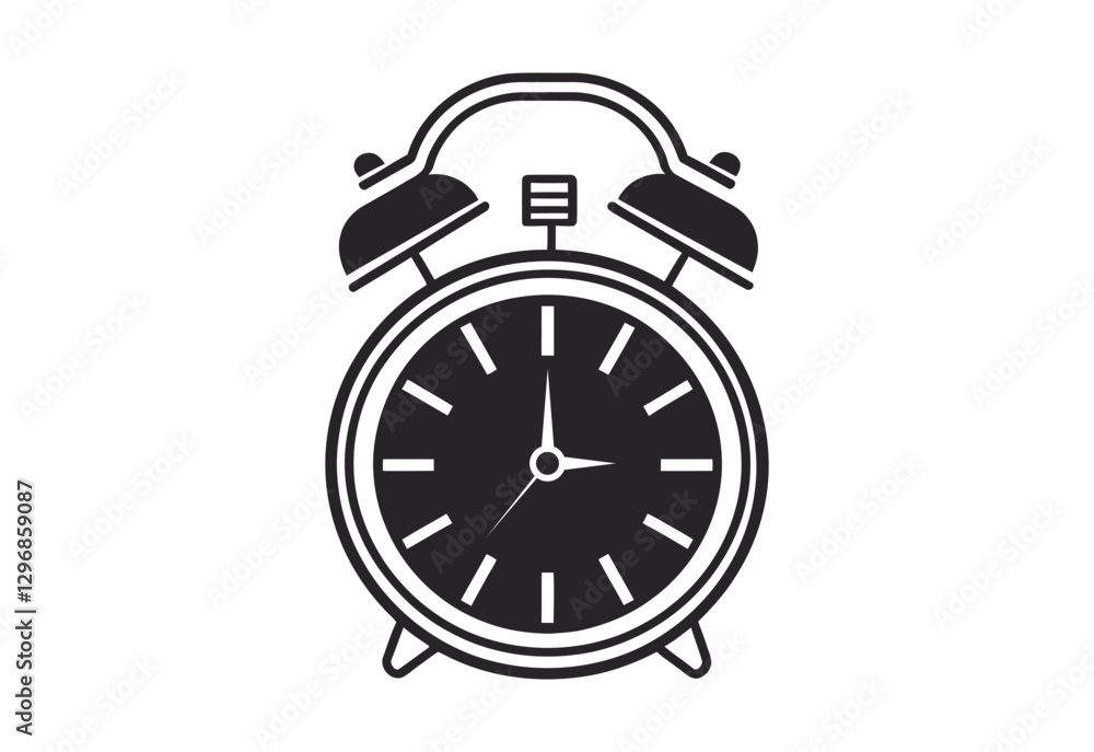 Black and White Alarm Clock silhouette vector illustration Black and White Alarm Clock silhouette vector illustration