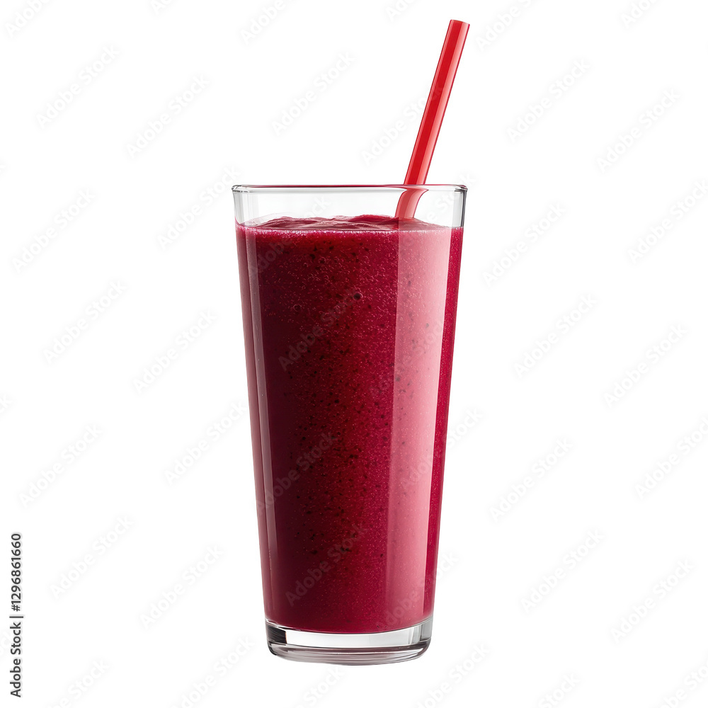 Freshly Squeezed Juice in Glass with Straw on White Background Freshly Squeezed Juice in Glass with Straw on White Background