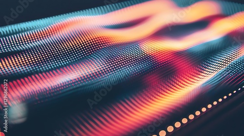 Abstract image showcasing vibrant light waves and digital patterns in motion.