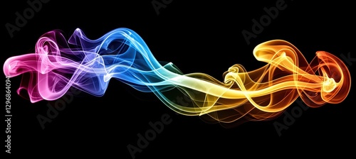 A vibrant swirl of colorful smoke against a black background, creating a mesmerizing visual effect.