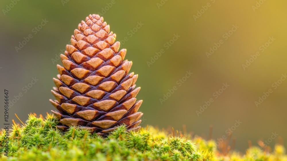 A close-up of a pine cone resting on vibrant green moss, set against a softly blurred, warm-toned background capturing a serene natural moment. A close-up of a pine cone resting on vibrant green moss, set against a softly blurred, warm-toned background capturing a serene natural moment.