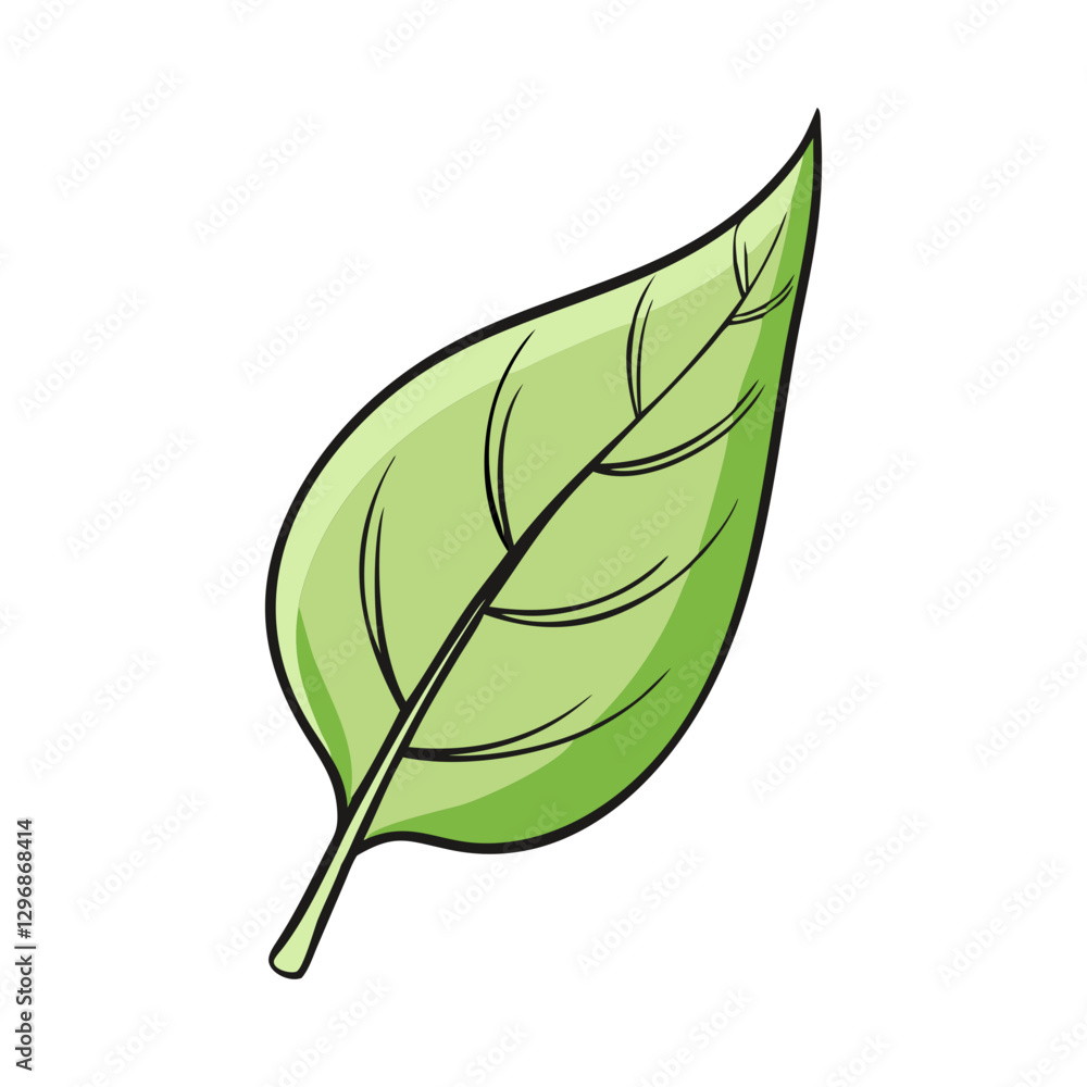 Fototapeta premium Detailed Green Leaf Icon Illustration, A clean and detailed green leaf illustration, perfect for nature, eco, and organic-themed graphic designs. 