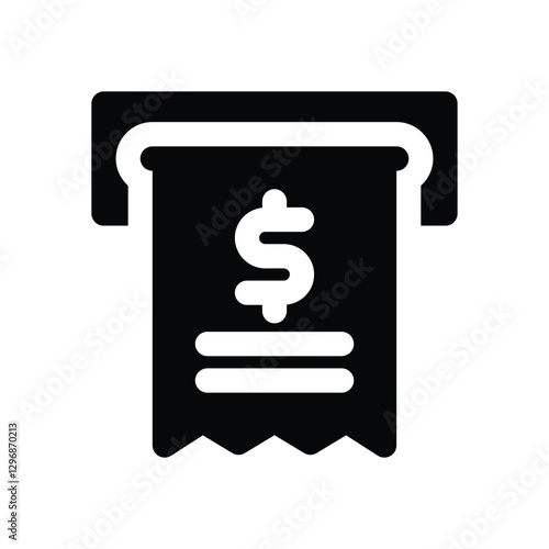 bill glyph icon. Strong and solid vector icon for websites, mobile interfaces, presentations, and visual branding. High quality and easy to edit.