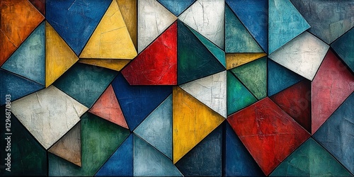 Wallpaper Mural Abstract geometric artwork featuring bold colors and dynamic shapes created on a textured surface Torontodigital.ca