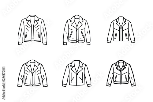 leather jacket sketch icon line art vector illustration