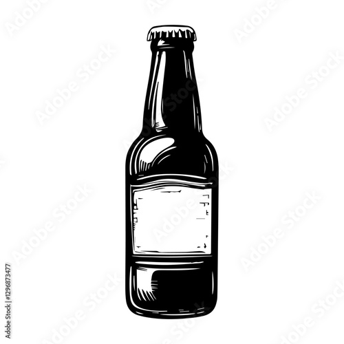 Vibrant Beer Bottle Vector Logo Design illustration Craft Beer Branding, Retro Beer Label Art, Editable Vector Illustration