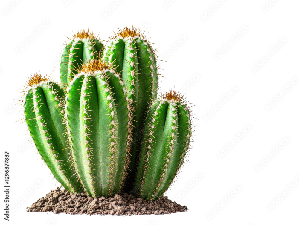 A vibrant group of tall, green cacti showcasing distinct spines and textures. A vibrant group of tall, green cacti showcasing distinct spines and textures.
