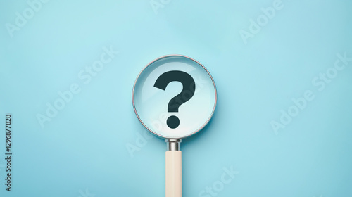 International ask a question day concept, Magnifying glass focused on question mark, Answer, Q&A, Communication and Brainstorming