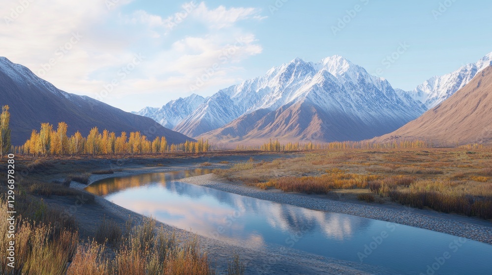 Fototapeta premium Scenic Mountain Stream with Lush Reflection