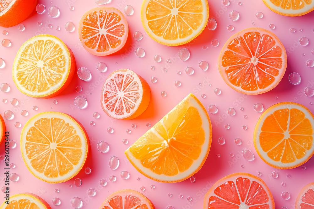 Obraz premium Different citrus fruits as background, top view