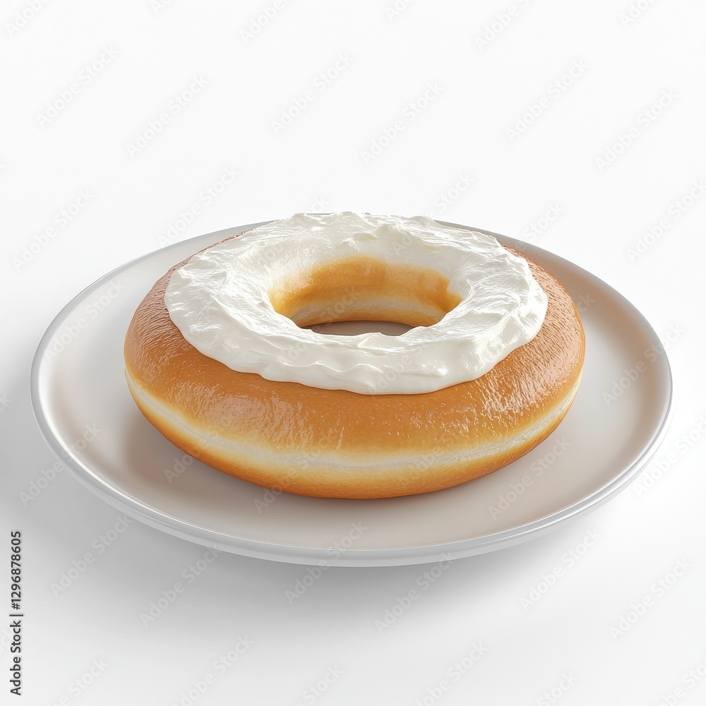 Detailed hyperrealistic Bagel with cream cheese isolated on white Detailed hyperrealistic Bagel with cream cheese isolated on white