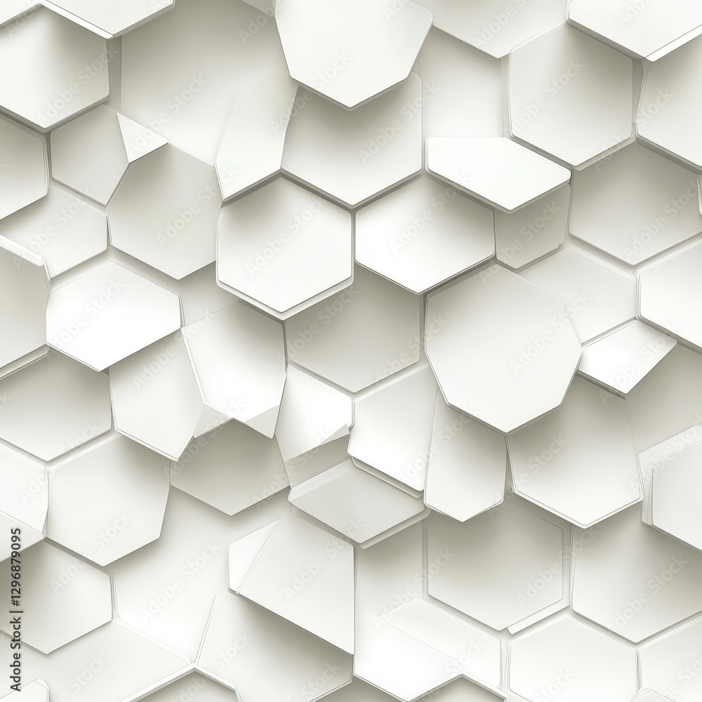 Closeup of a textured white hexagon pattern on a white background