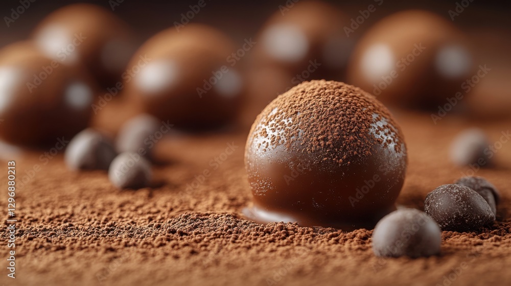 Delicious Chocolate Truffles Coated in Cocoa Powder Gourmet Dessert Close up Delicious Chocolate Truffles Coated in Cocoa Powder Gourmet Dessert Close up