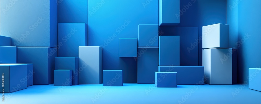 Geometric blue blocks create a modern, dynamic atmosphere perfect for tech and design themes Geometric blue blocks create a modern, dynamic atmosphere perfect for tech and design themes